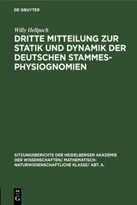 Dritte Mitteilung zur Statik und Dynamik der deutschen Stammesphysiognomien_cover