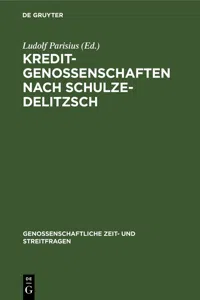 Kreditgenossenschaften nach Schulze-Delitzsch_cover