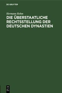 Die überstaatliche Rechtsstellung der deutschen Dynastien_cover