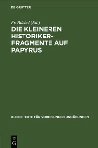 Die kleineren Historikerfragmente auf Papyrus_cover