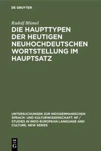 Die Haupttypen der heutigen neuhochdeutschen Wortstellung im Hauptsatz_cover