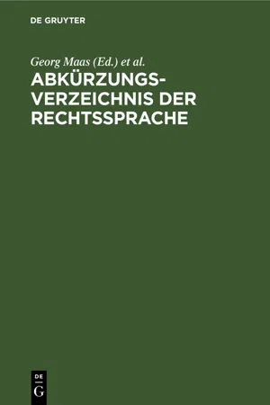 Abkürzungsverzeichnis der Rechtssprache