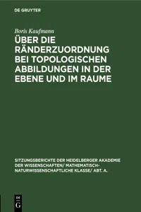 Über die Ränderzuordnung bei topologischen Abbildungen in der Ebene und im Raume_cover