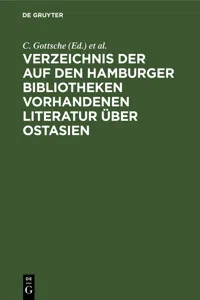 Verzeichnis der auf den Hamburger Bibliotheken vorhandenen Literatur über Ostasien_cover