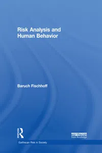 Risk Analysis and Human Behavior_cover