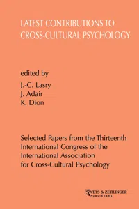 Latest Contributions to Cross-cultural Psychology_cover