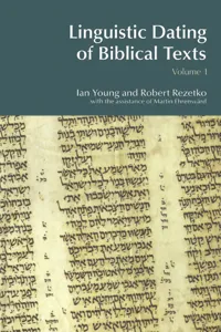 Linguistic Dating of Biblical Texts: Vol 1_cover