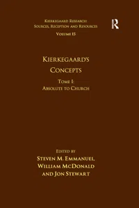 Volume 15, Tome I: Kierkegaard's Concepts_cover