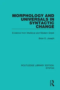 Morphology and Universals in Syntactic Change_cover