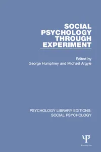 Social Psychology Through Experiment_cover