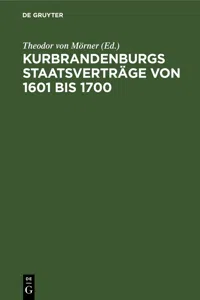 Kurbrandenburgs Staatsverträge von 1601 bis 1700_cover