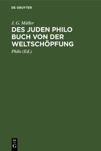 Des Juden Philo Buch von der Weltschöpfung_cover