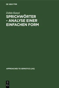 Sprichwörter - Analyse einer einfachen Form_cover