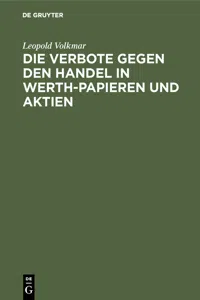 Die Verbote gegen den Handel in Werth-Papieren und Aktien_cover