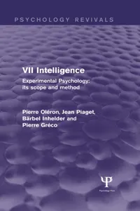 Experimental Psychology Its Scope and Method: Volume VII_cover