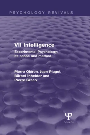 Experimental Psychology Its Scope and Method: Volume VII
