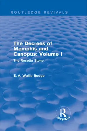 The Decrees of Memphis and Canopus: Vol. I (Routledge Revivals)