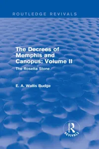 The Decrees of Memphis and Canopus: Vol. I_cover