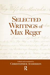 Selected Writings of Max Reger_cover