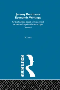 Jeremy Bentham's Economic Writings_cover