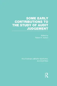 Some Early Contributions to the Study of Audit Judgment_cover