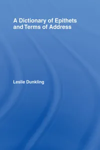 A Dictionary of Epithets and Terms of Address_cover