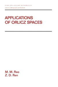 Applications Of Orlicz Spaces_cover