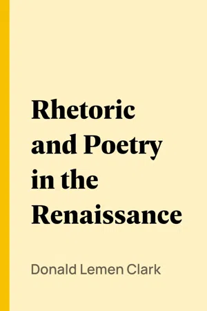 Rhetoric and Poetry in the Renaissance