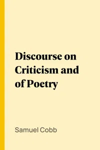 Discourse on Criticism and of Poetry_cover