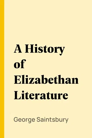 A History of Elizabethan Literature