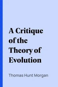 A Critique of the Theory of Evolution_cover