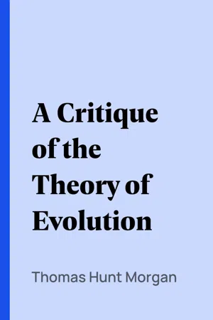 A Critique of the Theory of Evolution