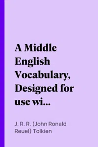 A Middle English Vocabulary, Designed for use with Sisam's Fourteenth Century Verse & Prose_cover