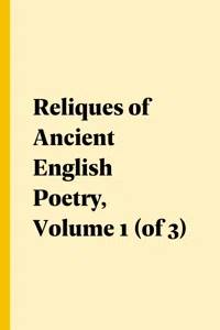 Reliques of Ancient English Poetry, Volume 1_cover