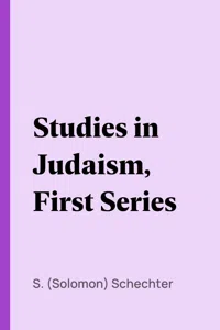 Studies in Judaism, First Series_cover