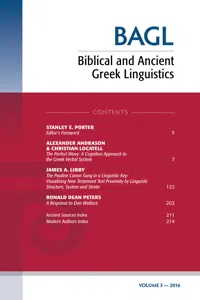 Biblical and Ancient Greek Linguistics, Volume 5_cover