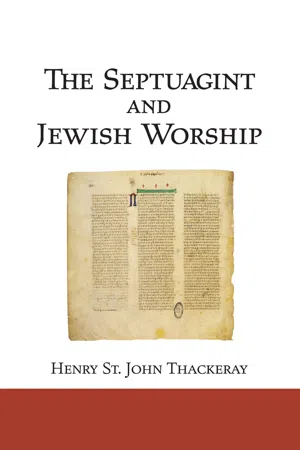 The Septuagint and Jewish Worship