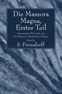 Die Massora Magna, Erster Teil_cover