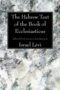 The Hebrew Text of the Book of Ecclesiasticus_cover