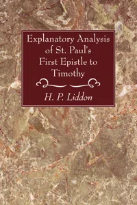 Explanatory Analysis of St. Paul's First Epistle to Timothy_cover