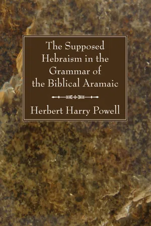 The Supposed Hebraism in the Grammar of the Biblical Aramaic