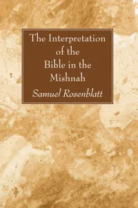 The Interpretation of the Bible in the Mishnah_cover