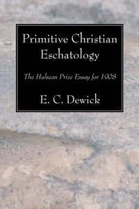 Primitive Christian Eschatology_cover