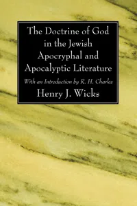 The Doctrine of God in the Jewish Apocryphal and Apocalyptic Literature_cover