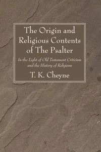 The Origin and Religious Contents of The Psalter_cover