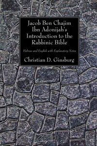 Jacob Ben Chajim Ibn Adonijah's Introduction to the Rabbinic Bible_cover