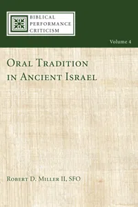 Oral Tradition in Ancient Israel_cover