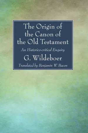 The Origin of the Canon of the Old Testament