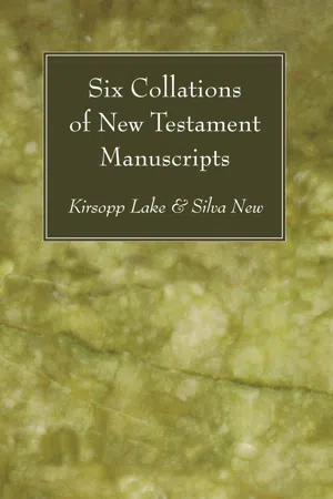 Six Collations of New Testament Manuscripts