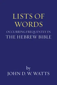 Lists of Words Occurring Frequently in the Hebrew Bible_cover